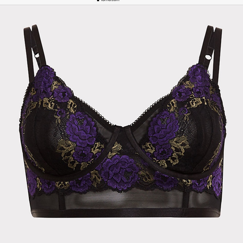 Torrid 4 Longline Black Purple Bra